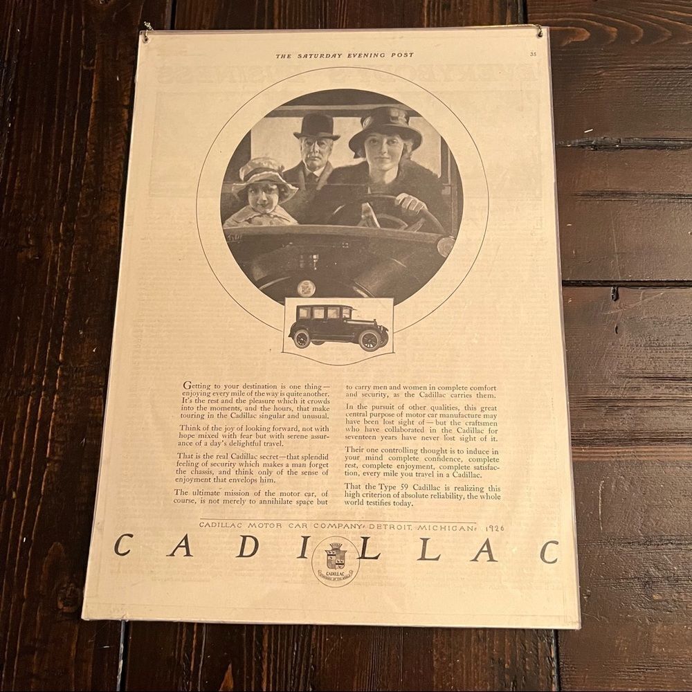 Cadillac Advertisement 1926 Framed